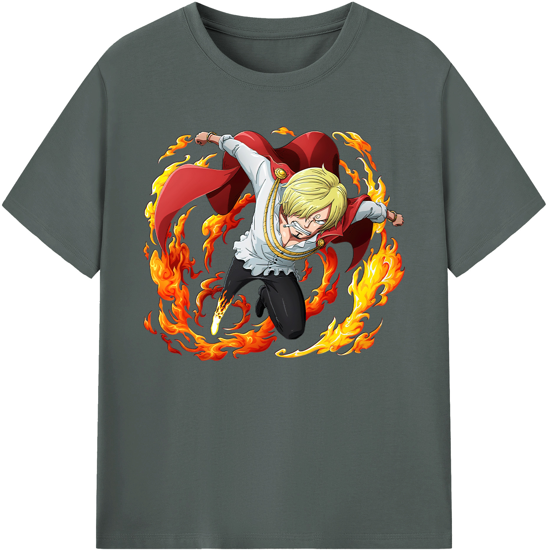 （画像用） ワンピース サンジ ONE PIECE Sanji 綿100％ メンズ半袖Tシャツ｜肌触りやわらか＆通気性
